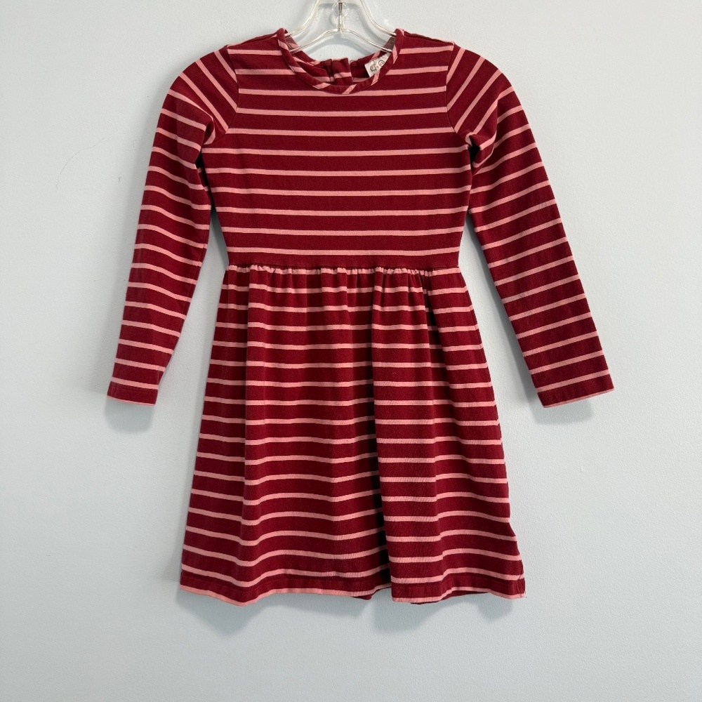 Hanna Andersson Girls Long Sleeve Back Zipper Striped Dress Size 130